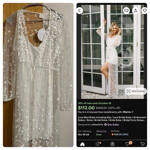 Le Rose White Lace Bridal Robe